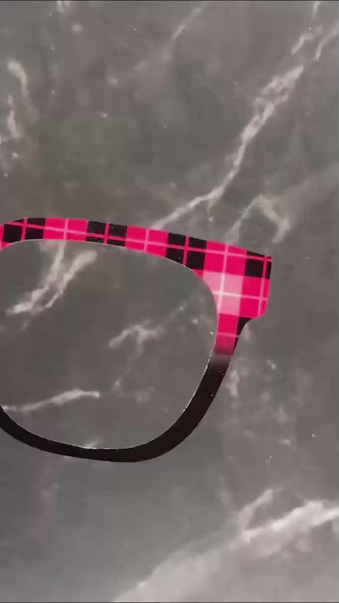 Pink & Black Plaid Pair Eyewear Compatible Topper |  Classic Checkered Look