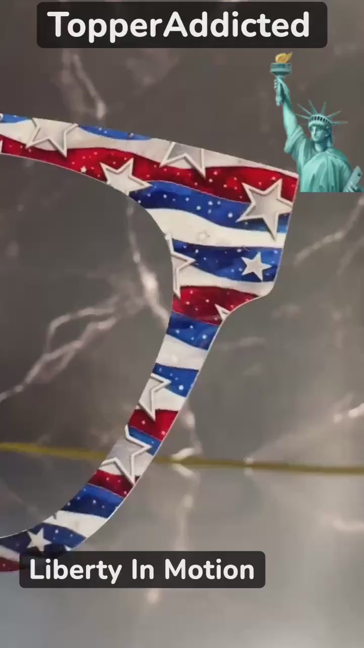 Liberty in Motion – Star-Spangled Wavy Flag Topper for Pair Eyewear - 4th of July Glasses Topper - Ships FAST. Patriotically Made in USA