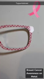 Pink Ribbon Breast Cancer Awareness - Pair Eyewear Compatible Magnetic Toppers - Metal Toppers with Super Fast Shipping from Texas.