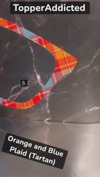 Orange and Blue Modern Diagonal Tartan – Metal Magnetic Topper for Pair Eyewear | Bold Diagonal Plaid printed glasses topper | Get It Fast