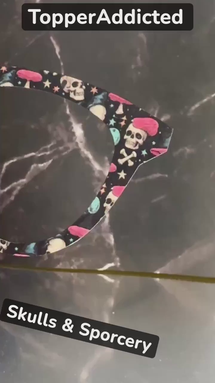 Skulls and Sporcery – Gothic Witchcore Mushroom and Skull Pattern Toppers for Pair Eyewear | Spooky Top Frames with Options. Fast Ship