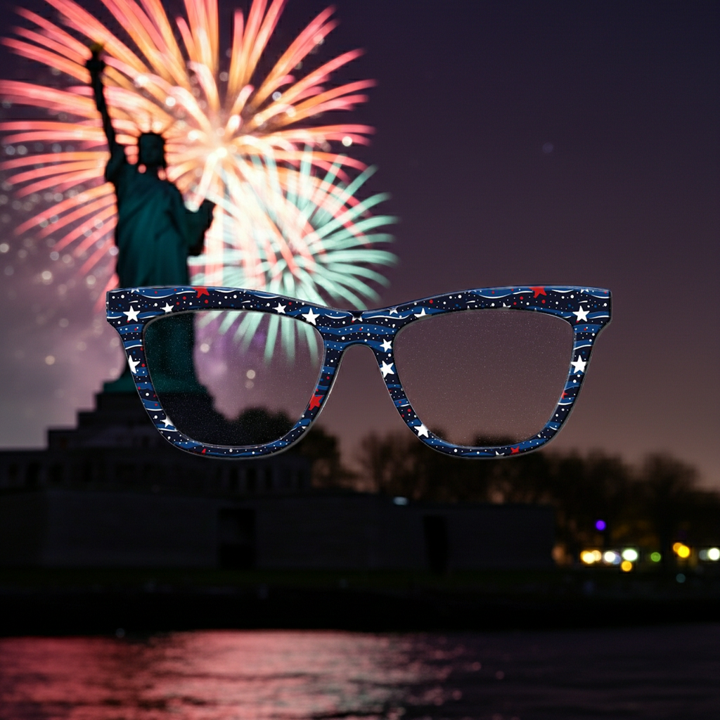 Cosmic Liberty – Stars & Streamers Patriotic Galaxy Topper for Pair Eyewear - 4th of July - America, USA - Ships FAST. Patriotic