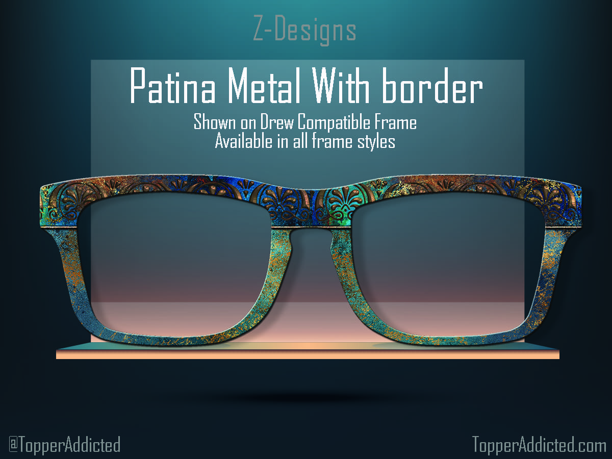 Z-Design – Distressed Copper Patina with Border on Metal Topper👓