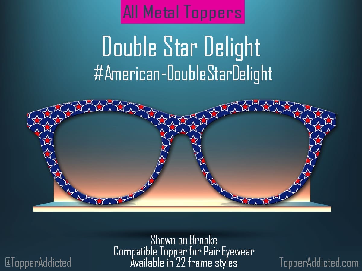 Z-Designs – Double Star Delight – Patriotic Red, White & Blue Magnetic Topper for Pair Eyewear