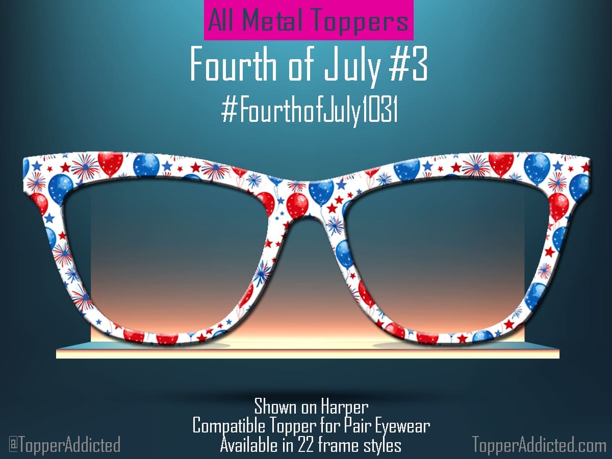 Z-Design – Firecracker Balloons – Red, White & Blue Celebration Topper for Pair Eyewear👓