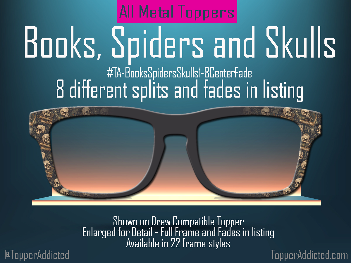 Z-Design – Books, Spiders and Skulls Metal Magnetic Topper👓 💀